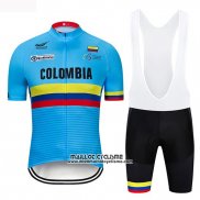 2019 Maillot Ciclismo La colombie Bleu Manches Courtes et Cuissard